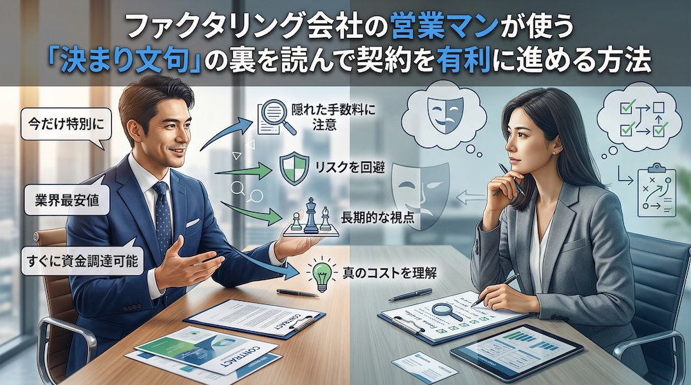 ファクタリング会社の営業マンが使う「決まり文句」の裏を読んで契約を有利に進める方法